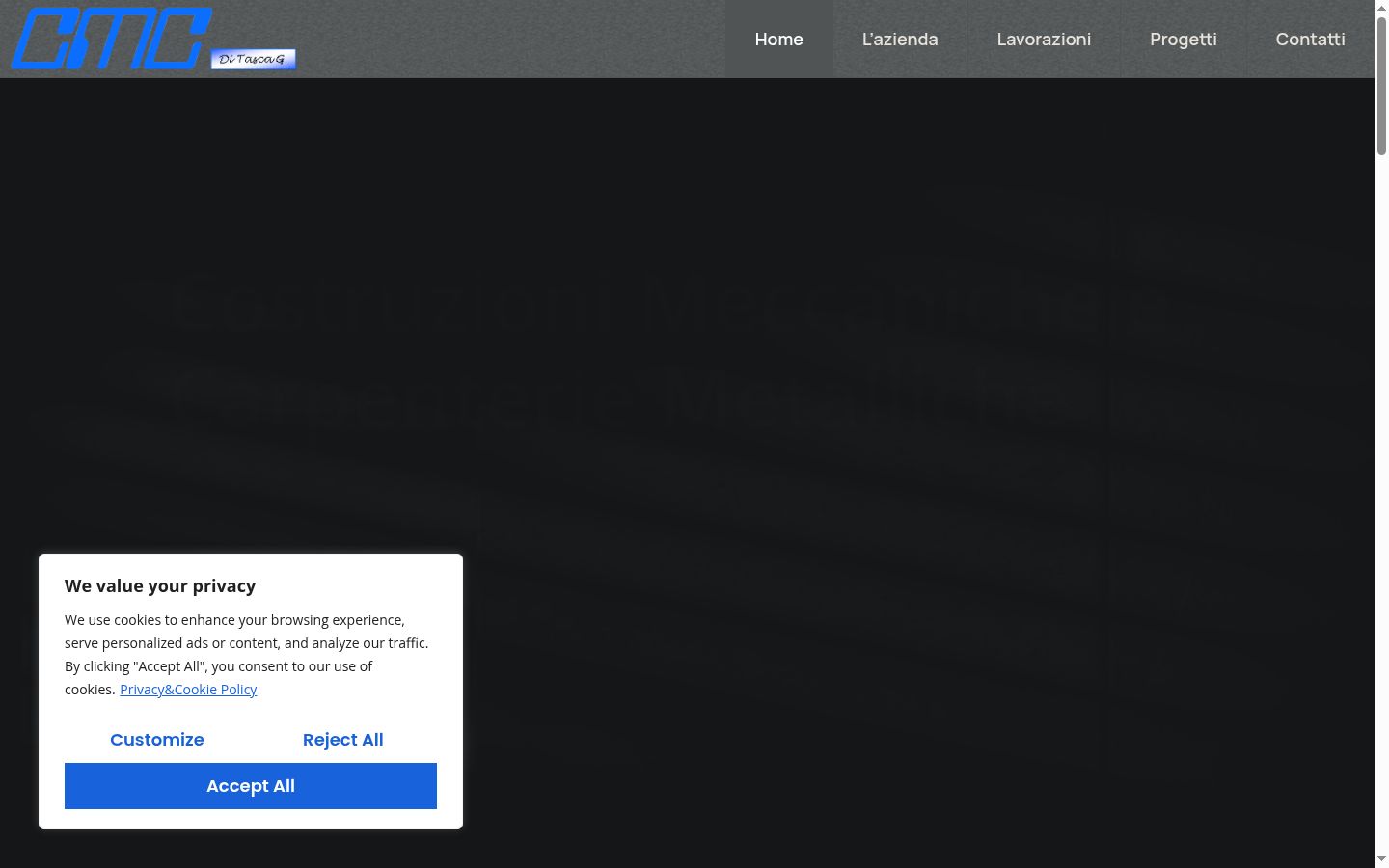 Screenshot del banner di consenso mostrato prima di qualsiasi interazione
