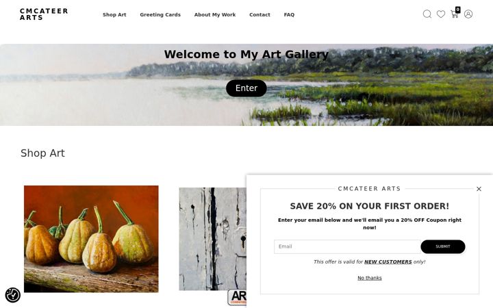 Screenshot of cmcateerarts.com