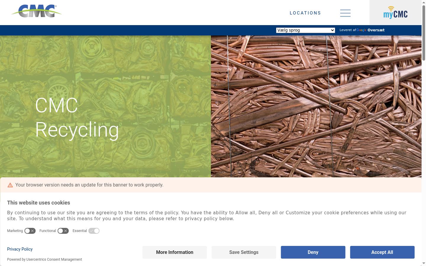 Screenshot del banner di consenso mostrato prima di qualsiasi interazione