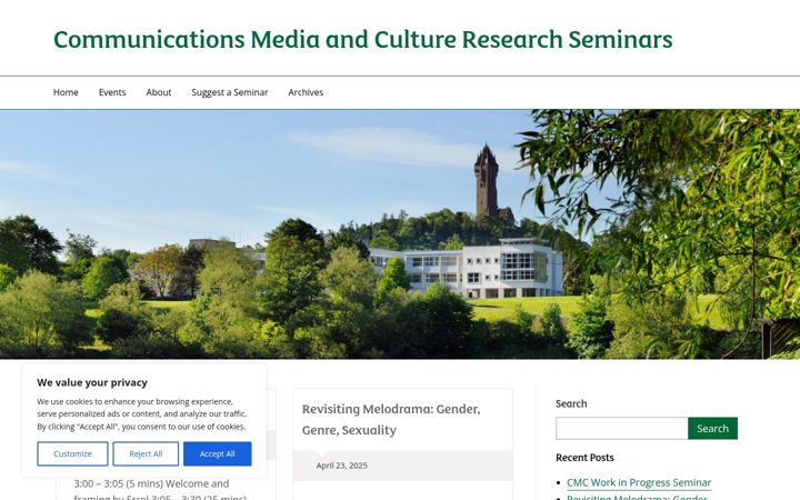 Screenshot of cmcresearchseminars.stir.ac.uk