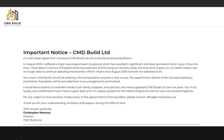 Screenshot of cmd-build.co.uk