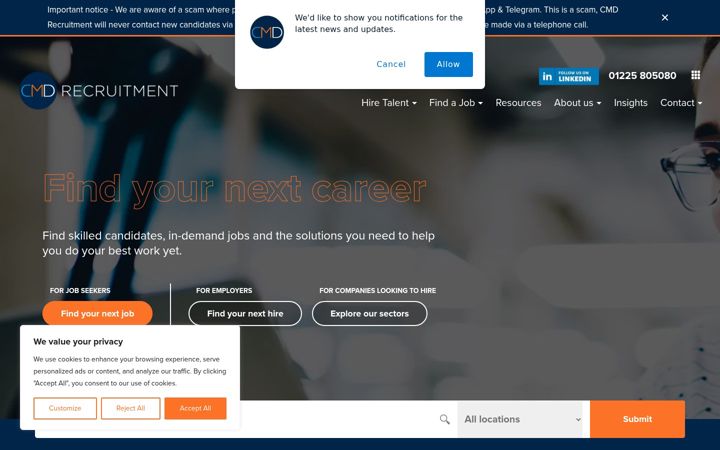 Screenshot of cmdrecruitment.com