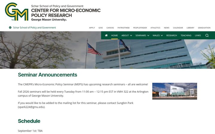 Screenshot von cmepr.gmu.edu