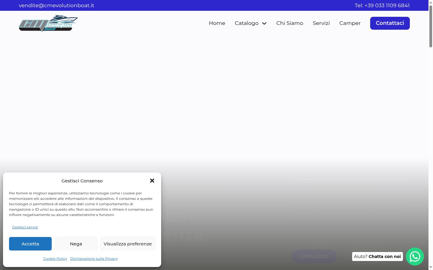 Screenshot del banner di consenso mostrato prima di qualsiasi interazione