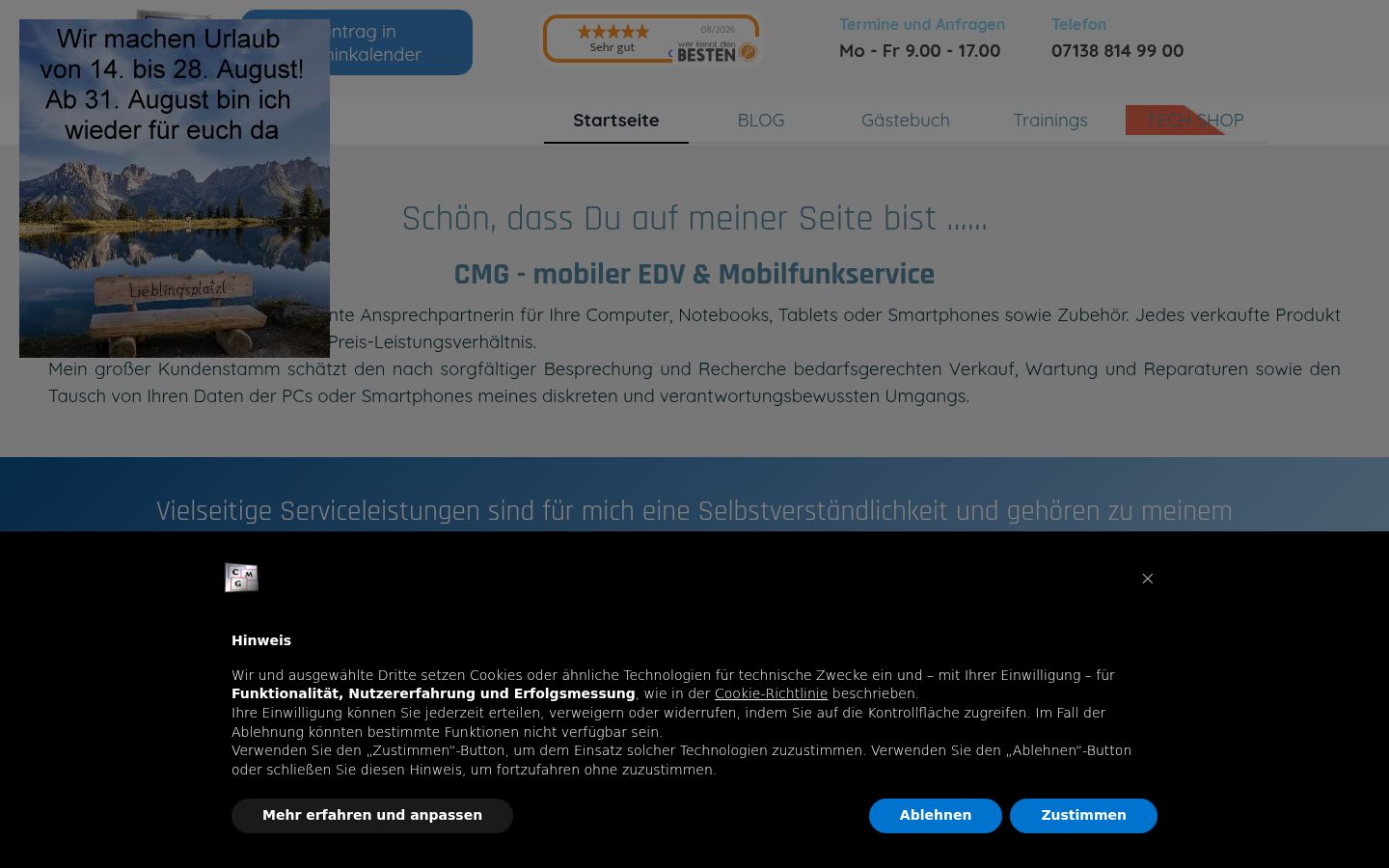 Snímek obrazovky baneru souhlasu zobrazeného před jakoukoli interakcí