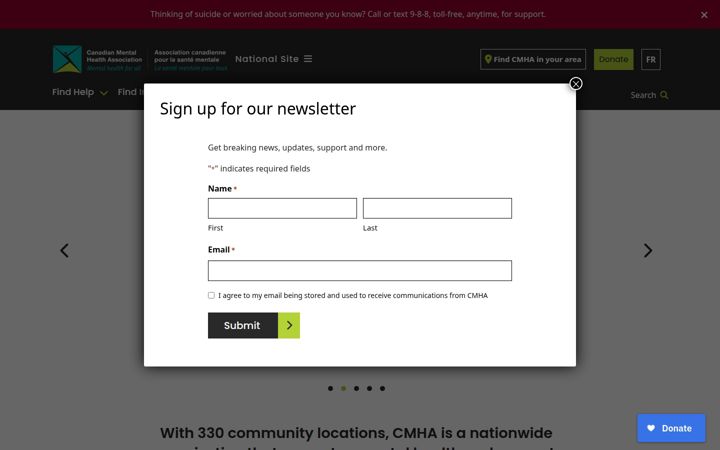 Captura de ecrã de cmha.ca