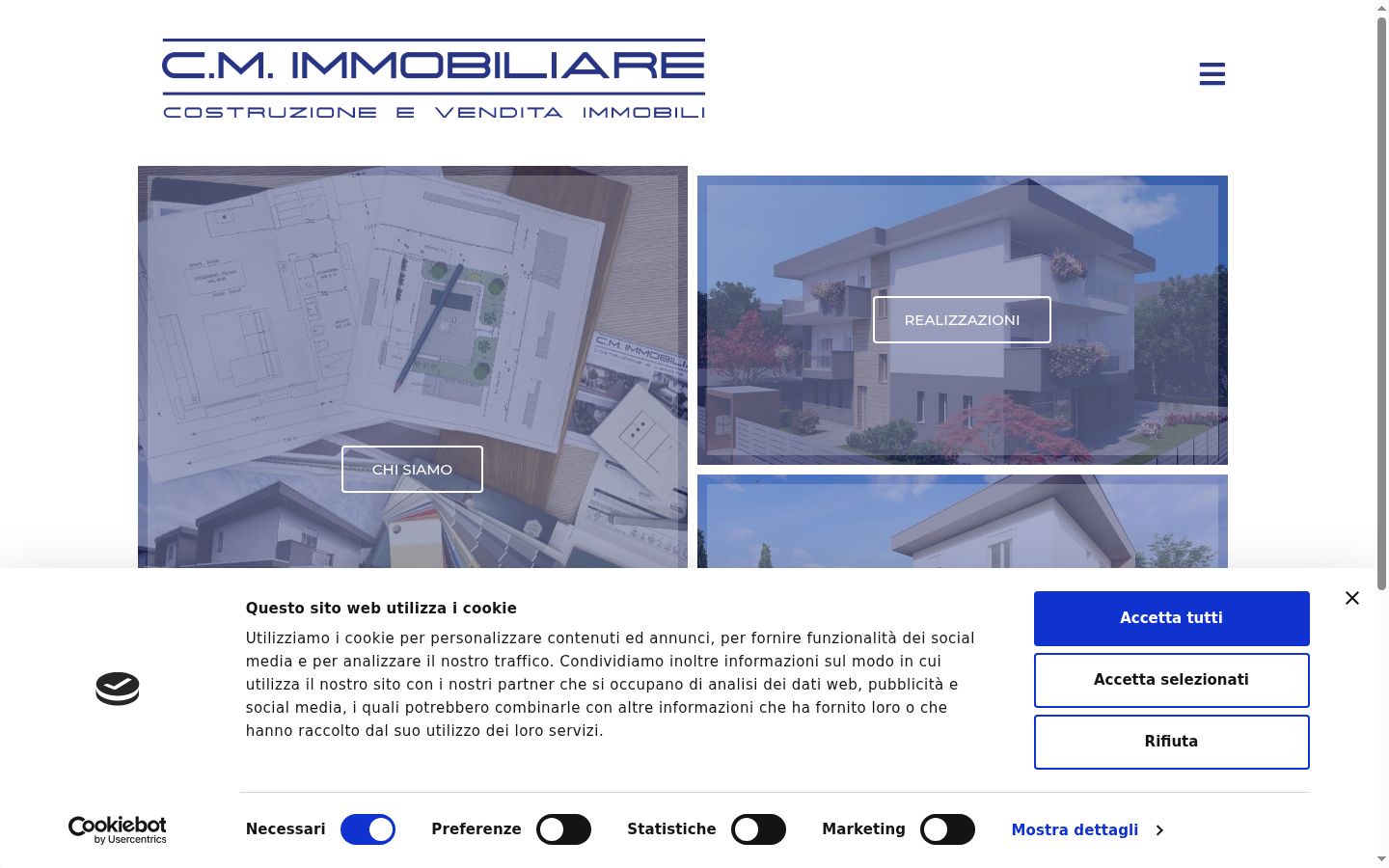 Screenshot del banner di consenso mostrato prima di qualsiasi interazione