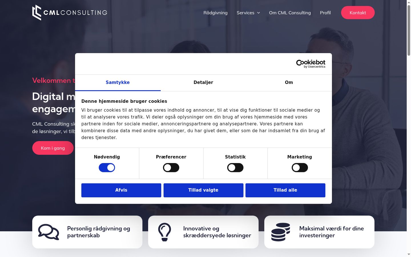 Screenshot of the consent banner shown before any interaction