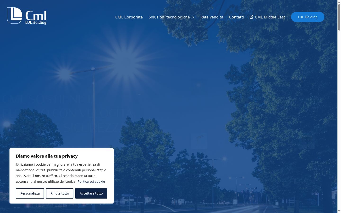 Screenshot del banner di consenso mostrato prima di qualsiasi interazione
