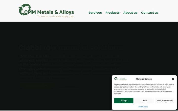 Screenshot of cmm-metals.com