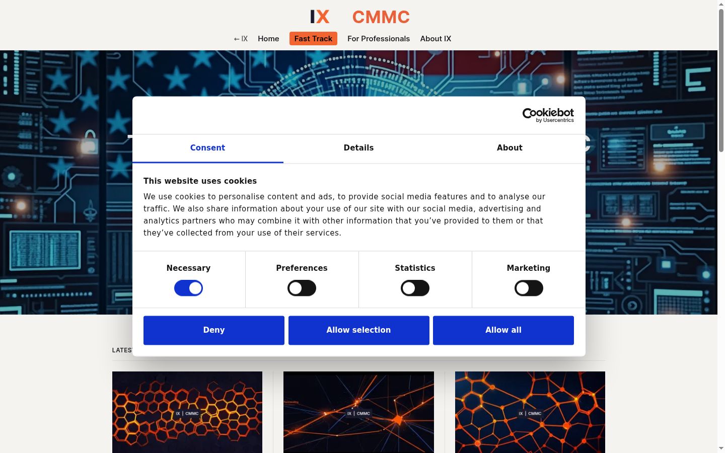Screenshot del banner di consenso mostrato prima di qualsiasi interazione