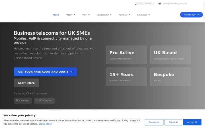 Screenshot ta' cmmtelecoms.co.uk