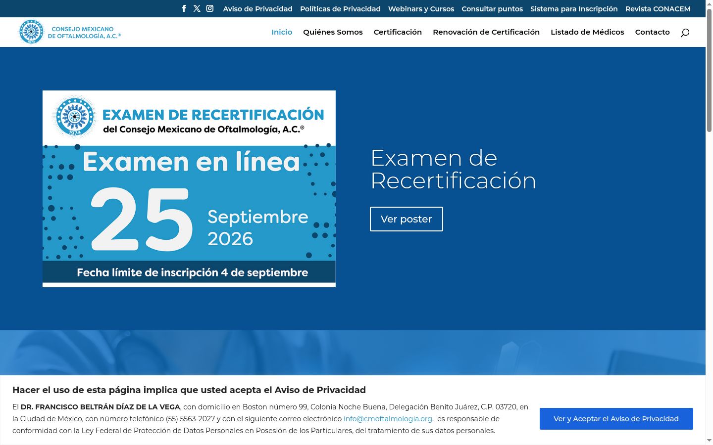 Capture d'écran de la bannière de consentement affichée avant toute interaction