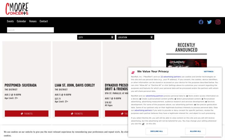 Screenshot of cmooreconcerts.com