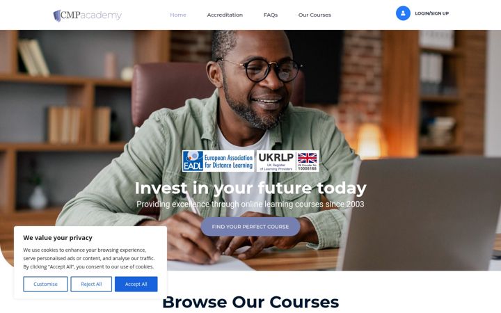 Screenshot of cmpacademy.co.uk
