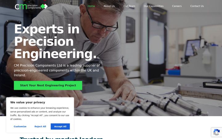 Screenshot of cmprecision.co.uk
