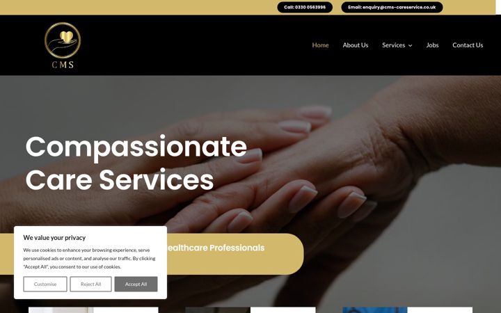 Ekrano kopija cms-careservice.co.uk