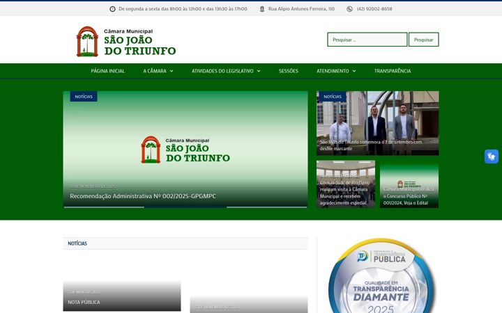 Posnetek zaslona cmsaojoaodotriunfo.pr.gov.br