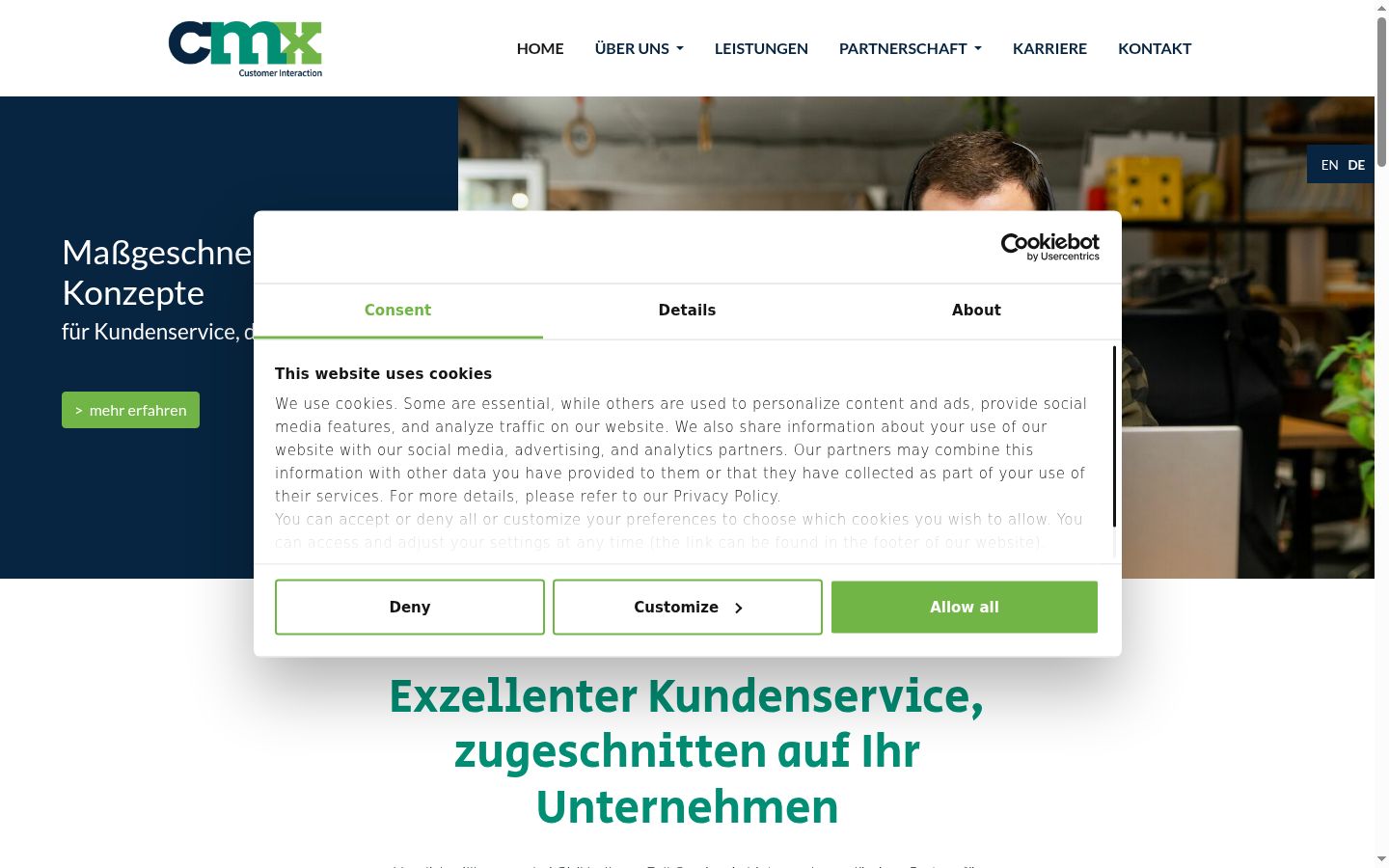 Screenshot tal-banner tal-kunsens muri qabel kwalunkwe interazzjoni