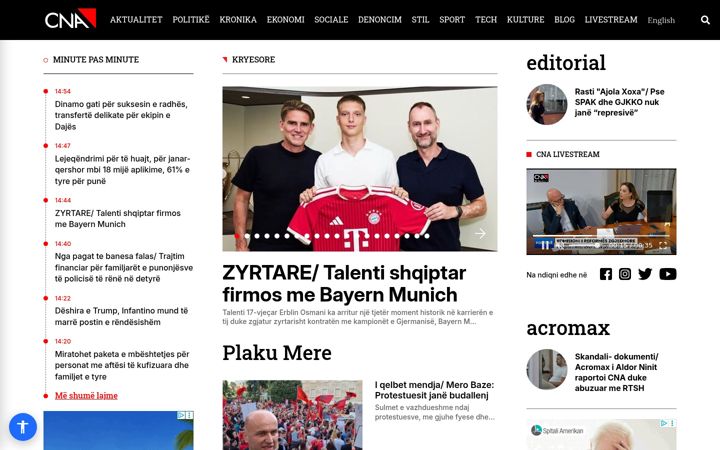 Screenshot of cna.al