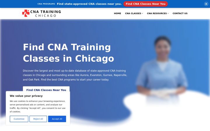 Screenshot of cnatrainingchicago.com