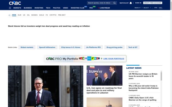 Screenshot of cnbc.com