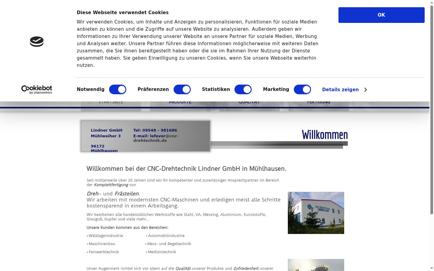 Screenshot des Einwilligungsbanners vor jeglicher Interaktion