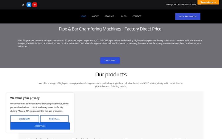 Screenshot of cncchamferingmachine.com