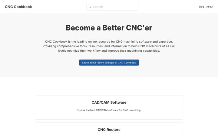 Screenshot of cnccookbook.com