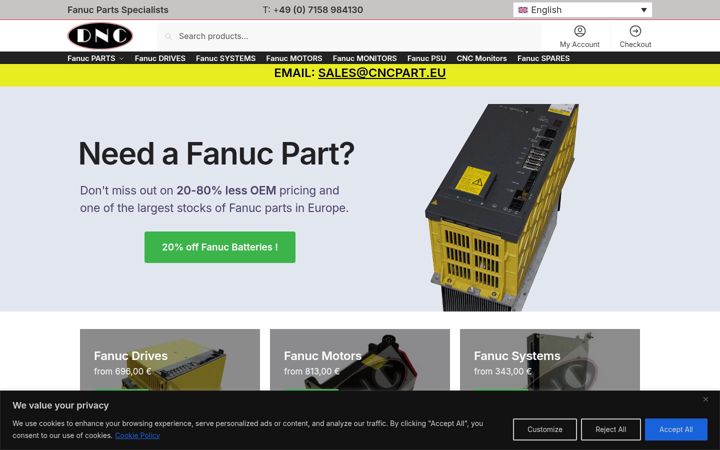 Screenshot of cncpart.eu