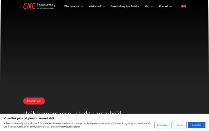 Ekrano kopija cncprodukter.no