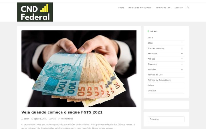 Posnetek zaslona cndfederal.com.br