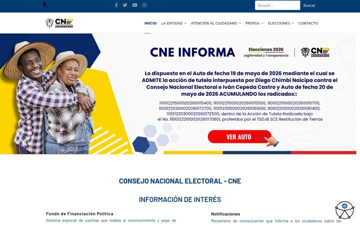 Screenshot of cne.gov.co