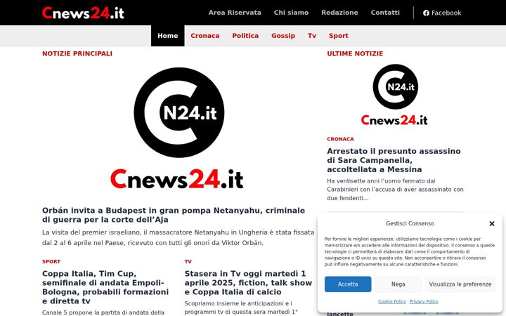 Screenshot of cnews24.it