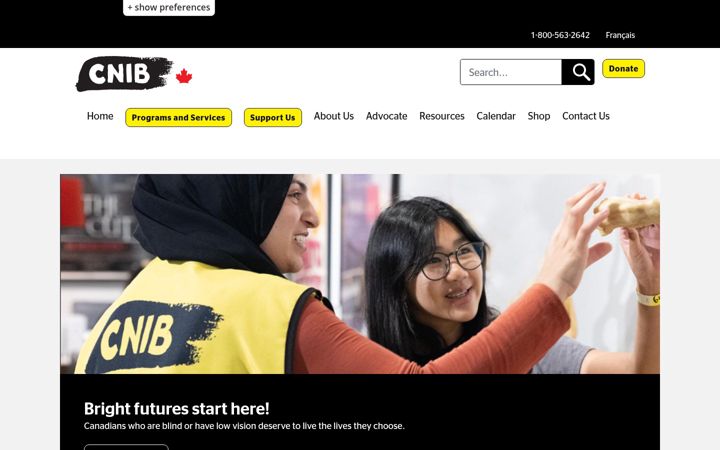Screenshot of cnib.ca