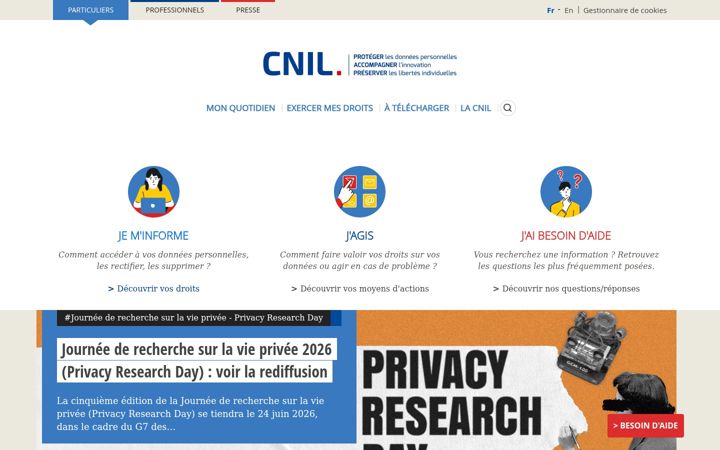 Skærmbillede af cnil.fr