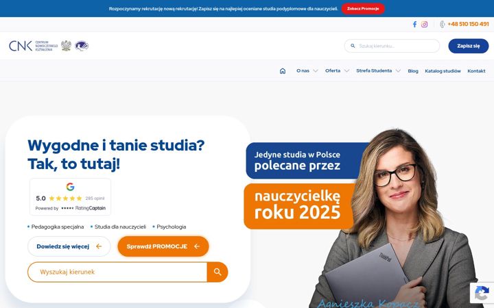 Snímek obrazovky cnk.edu.pl