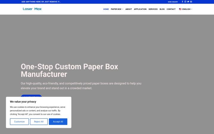 Screenshot of cnlasermachine.com