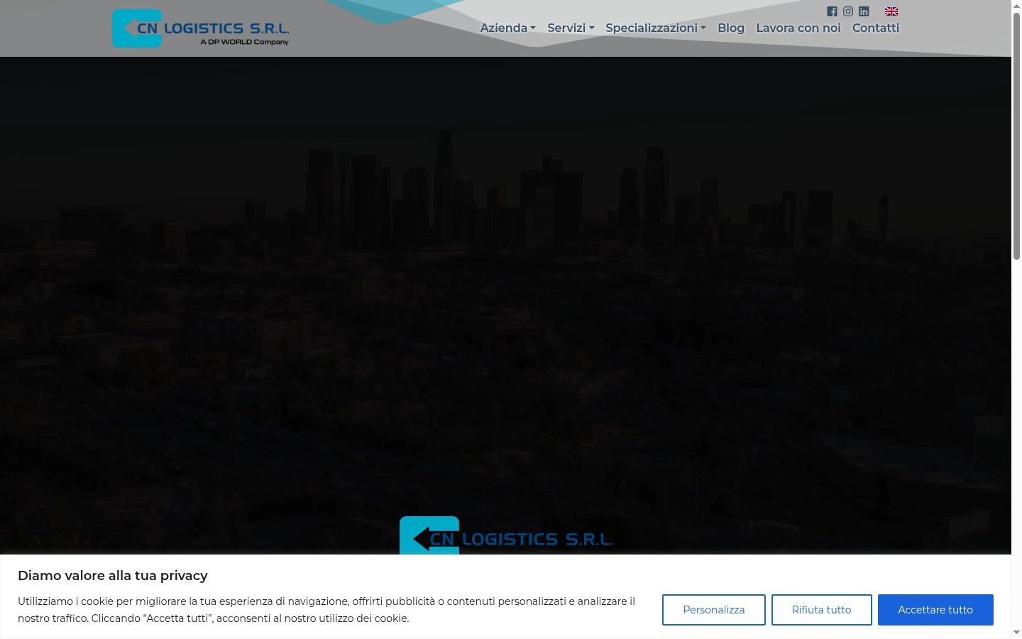 Screenshot del banner di consenso mostrato prima di qualsiasi interazione