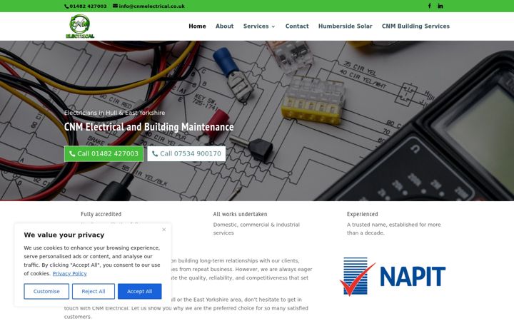 Screenshot of cnmelectrical.co.uk