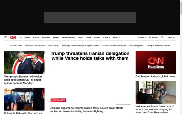 Screenshot of cnn.com