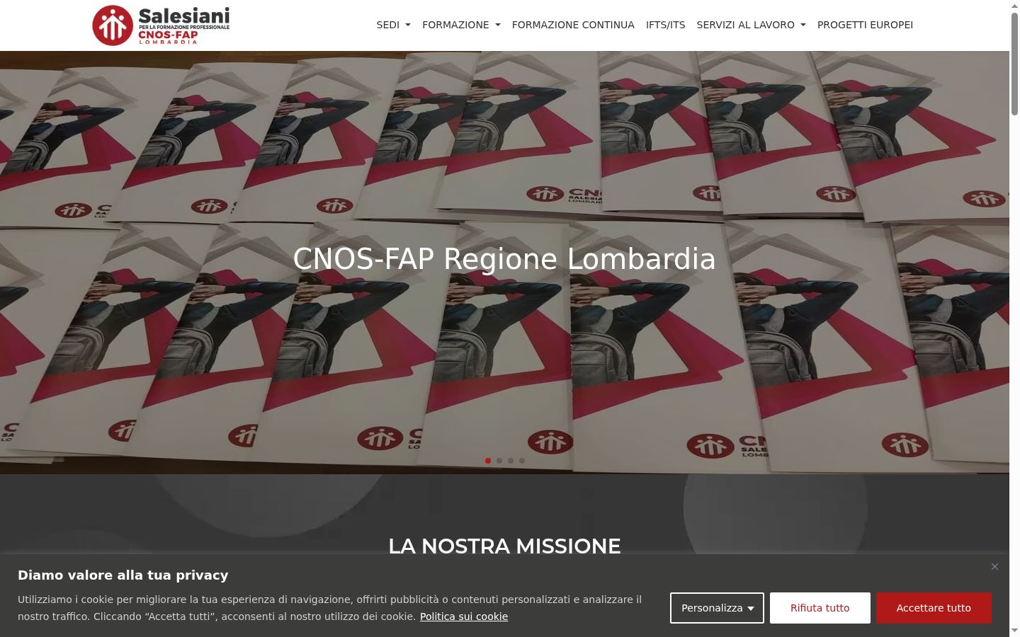 Screenshot del banner di consenso mostrato prima di qualsiasi interazione