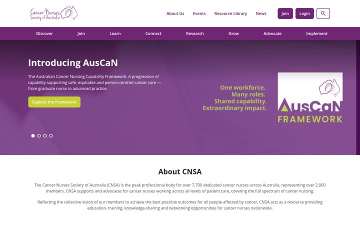Screenshot of cnsa.org.au