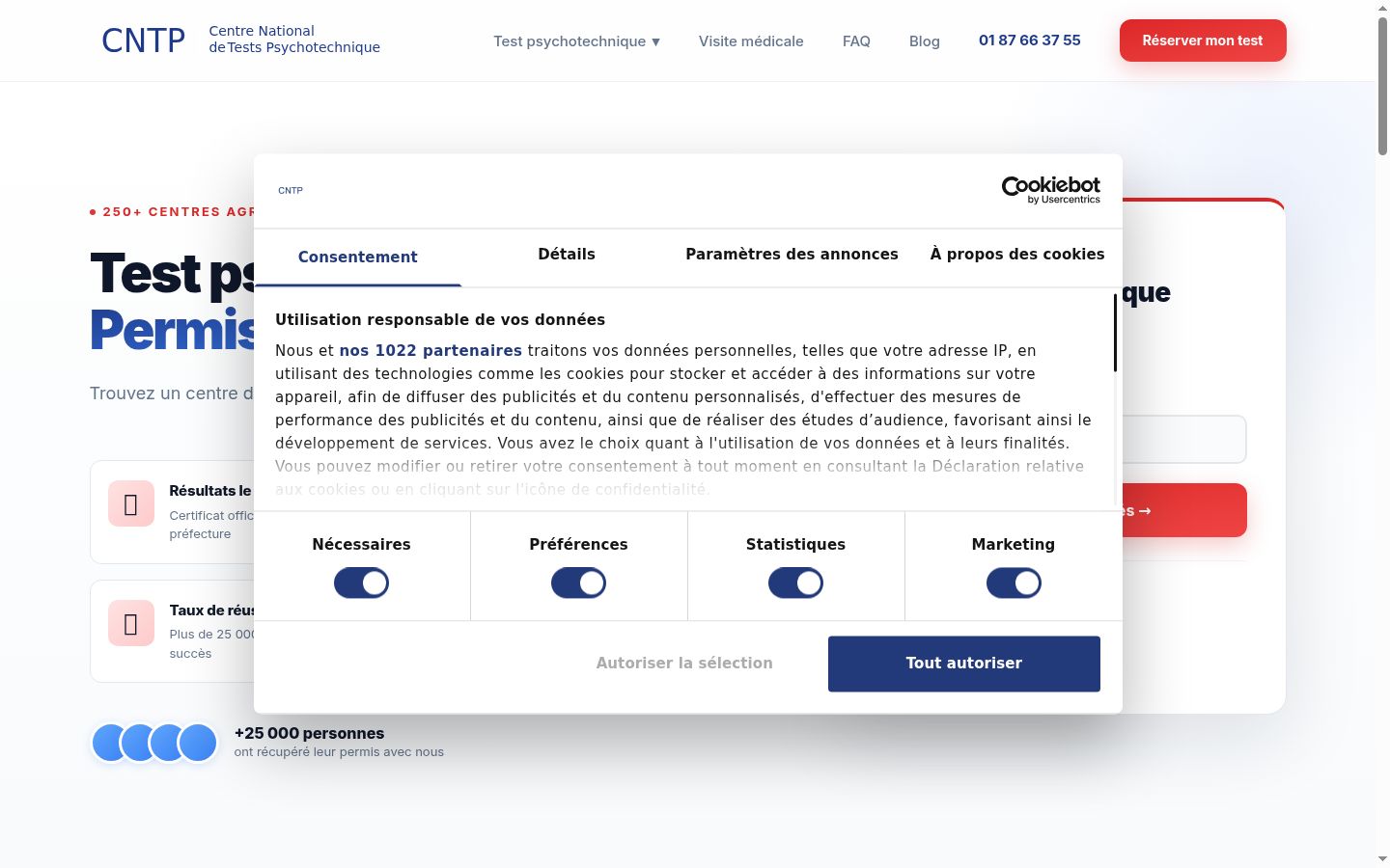 Screenshot of the consent banner shown before any interaction