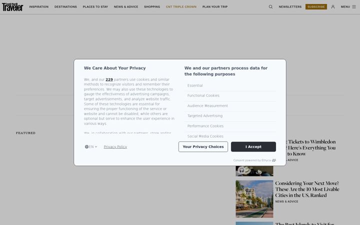 Screenshot of cntraveler.com