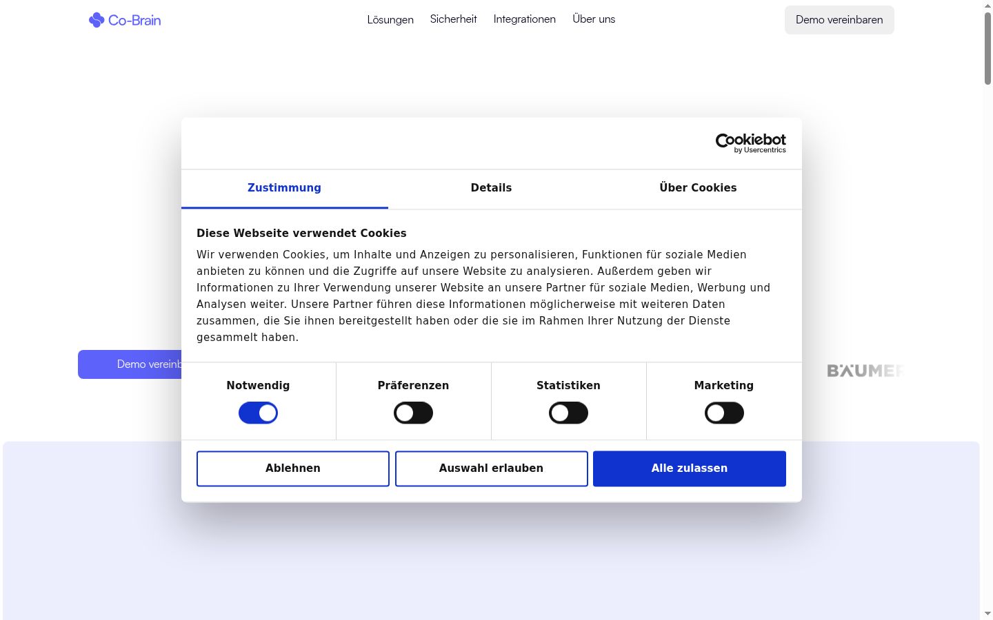 Zrzut ekranu banera zgody wyświetlanego przed jakąkolwiek interakcją