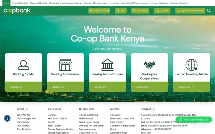 Snímek obrazovky co-opbank.co.ke