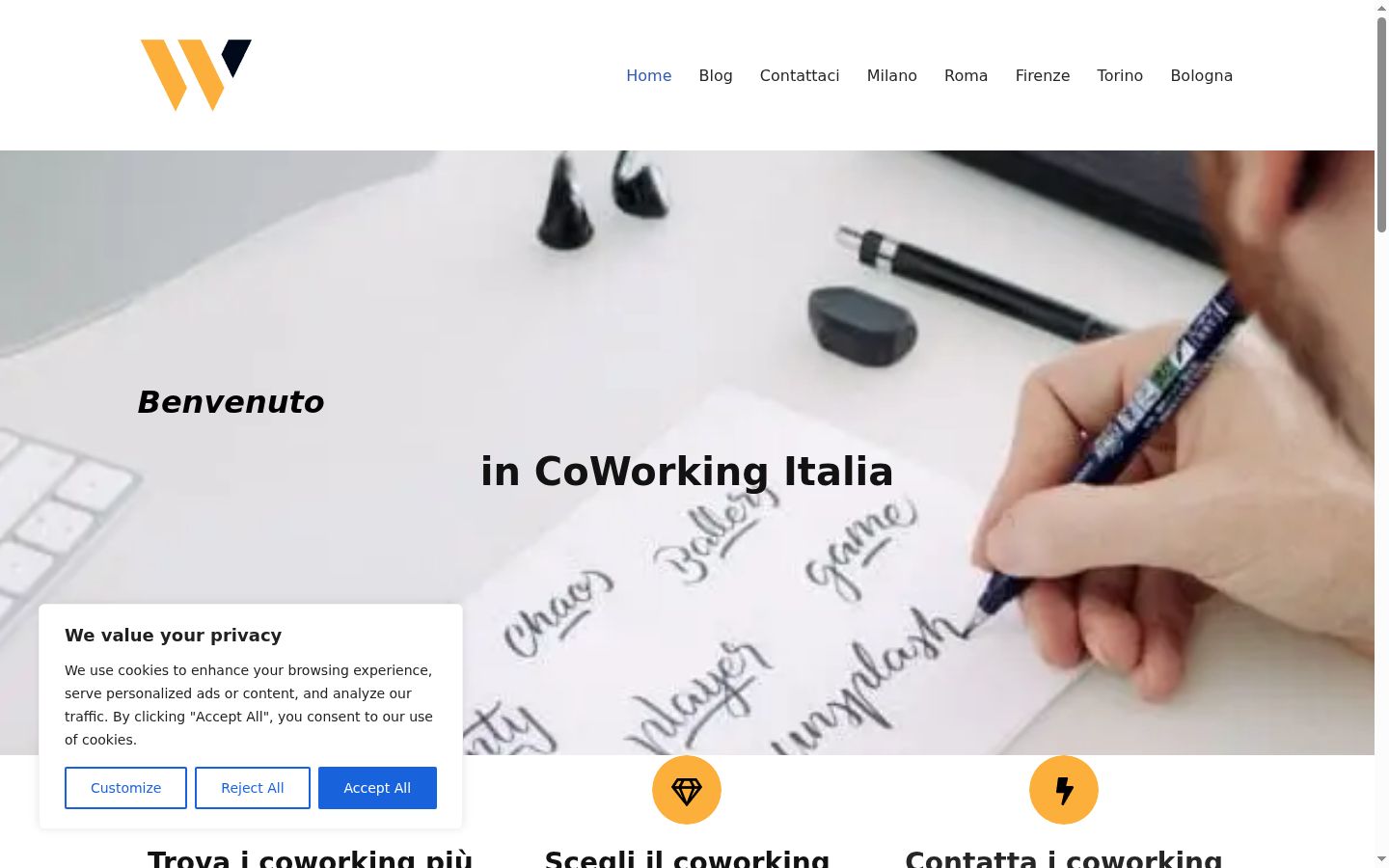 Screenshot del banner di consenso mostrato prima di qualsiasi interazione