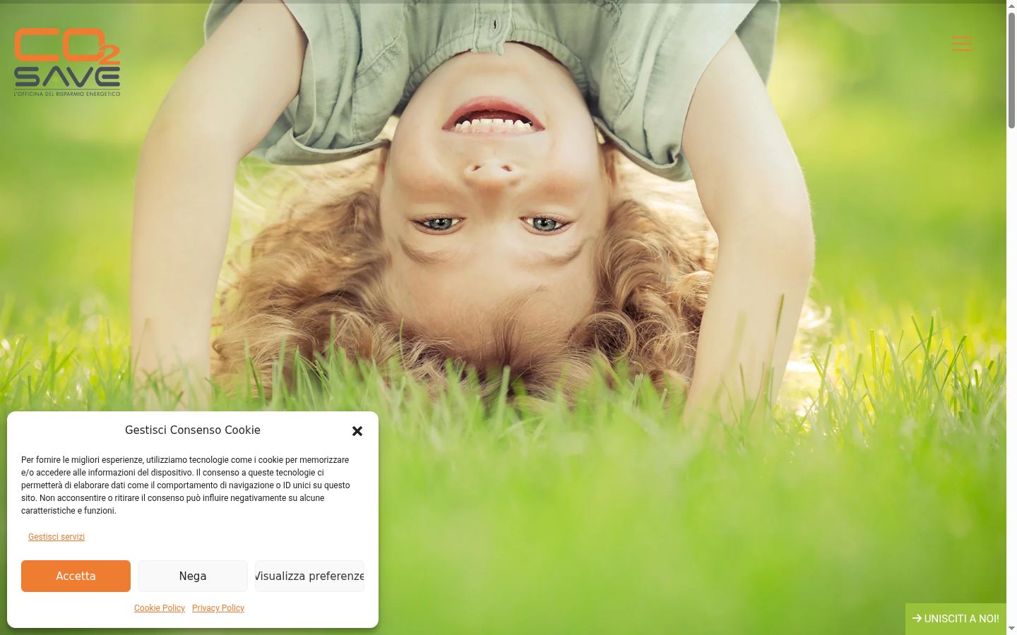 Screenshot del banner di consenso mostrato prima di qualsiasi interazione