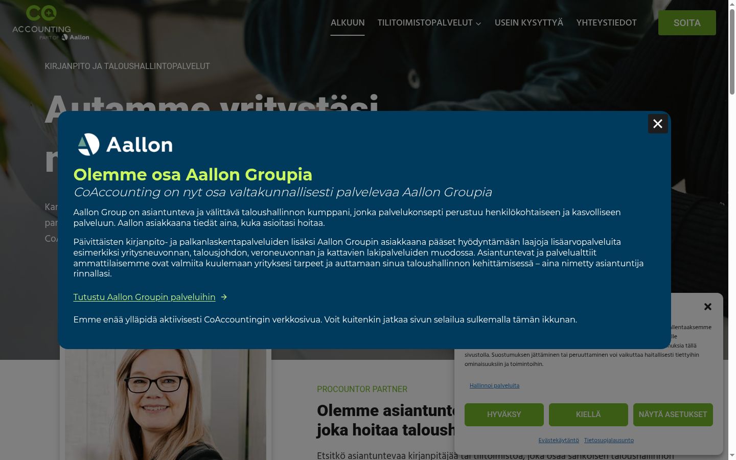 Screenshot del banner di consenso mostrato prima di qualsiasi interazione